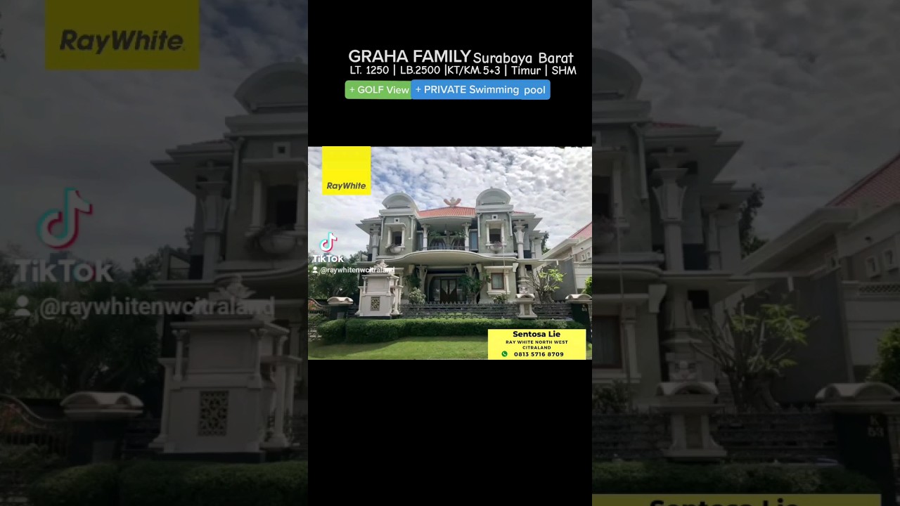 Rumah Graha Family Surabaya Blok K Surabaya  + Golf  View + PRIVATE Pool , dekat Pakuwon Mall, PTC