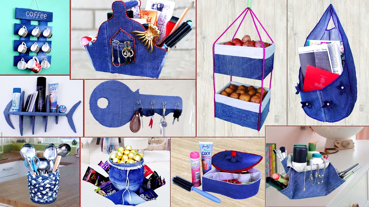 10 Jeans Organizer Ideas || Old Clothes Room Decor || Organizer Handmade Things