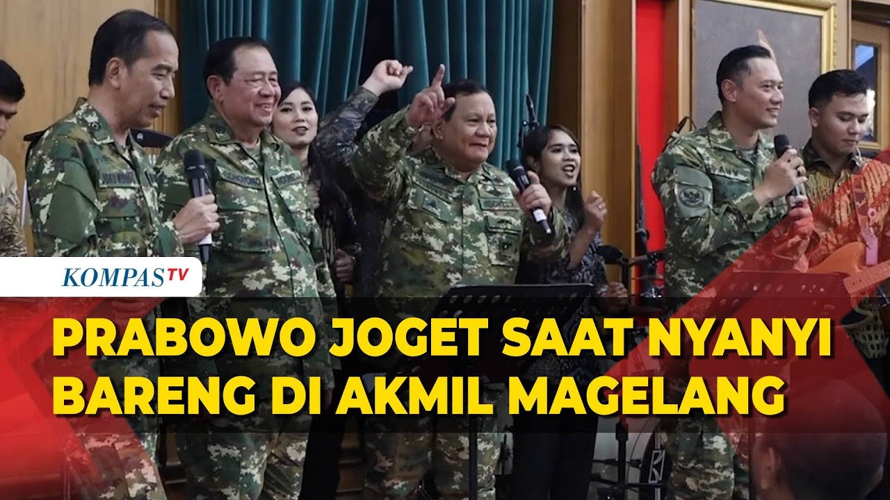 Berkostum Loreng, Prabowo Joget saat Nyanyi Bareng di Akmil Magelang