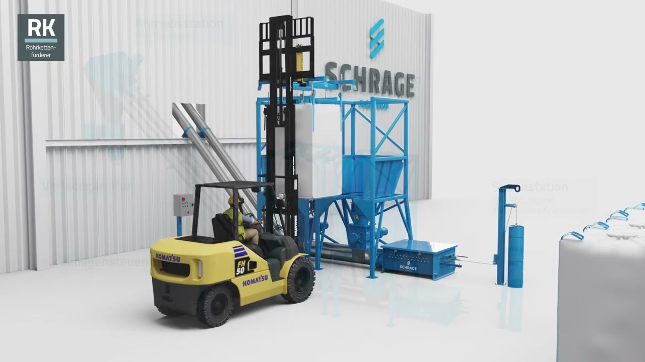 SCHRAGE GmbH / Rohrkettenförderer für Big Bag Entleerung / Pipe chain conveyor for big bag emptying