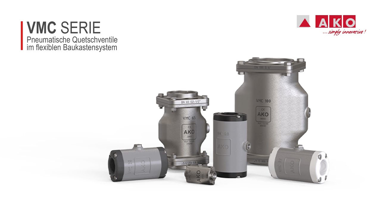 Quetschventil-Baukastensystem von AKO Armaturen - Absperrorgane für diverse Feststoffe (Serie VMC)