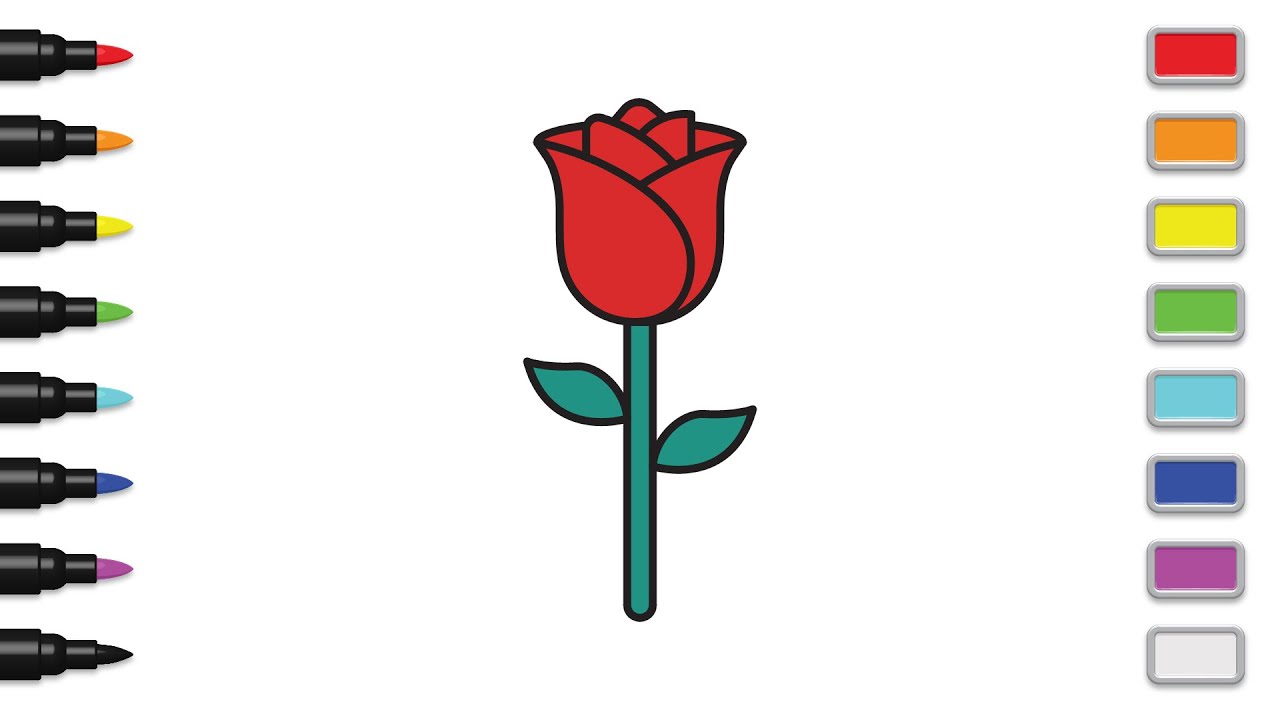 How to Draw Rose Flower and Color | Easy step by step process