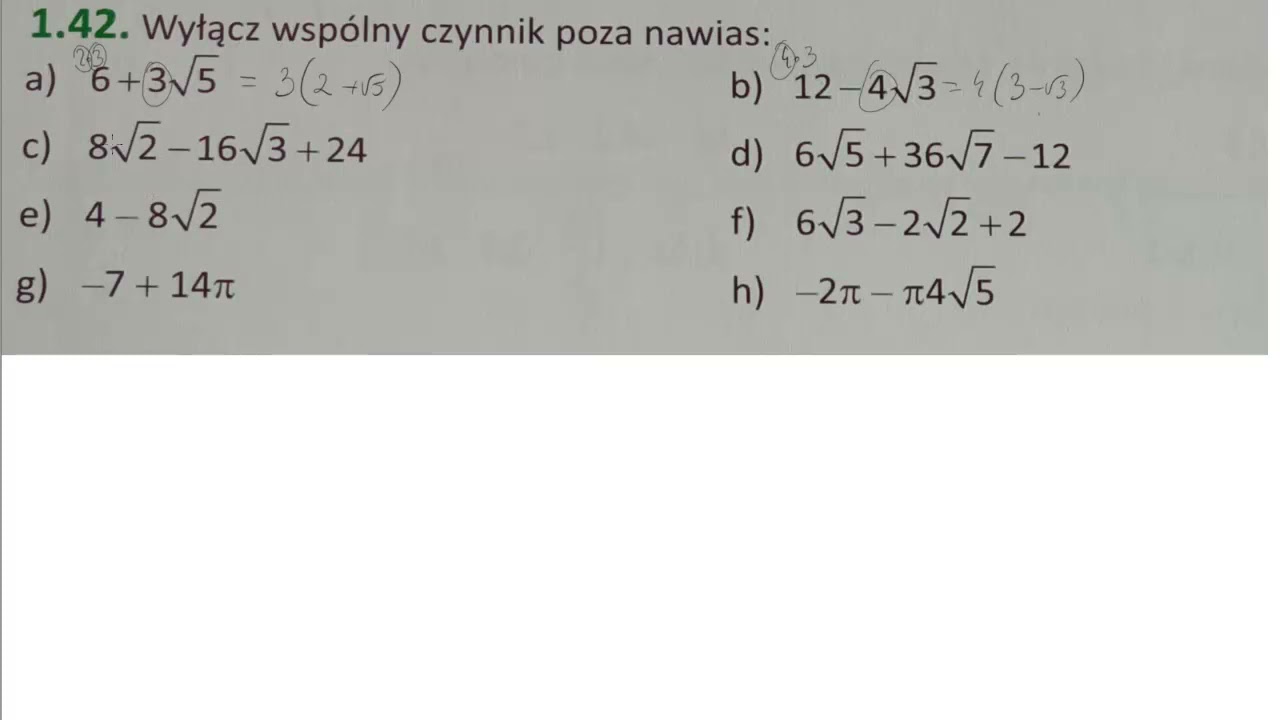 1 42 Wyłącz wspólny czynnik poza nawias