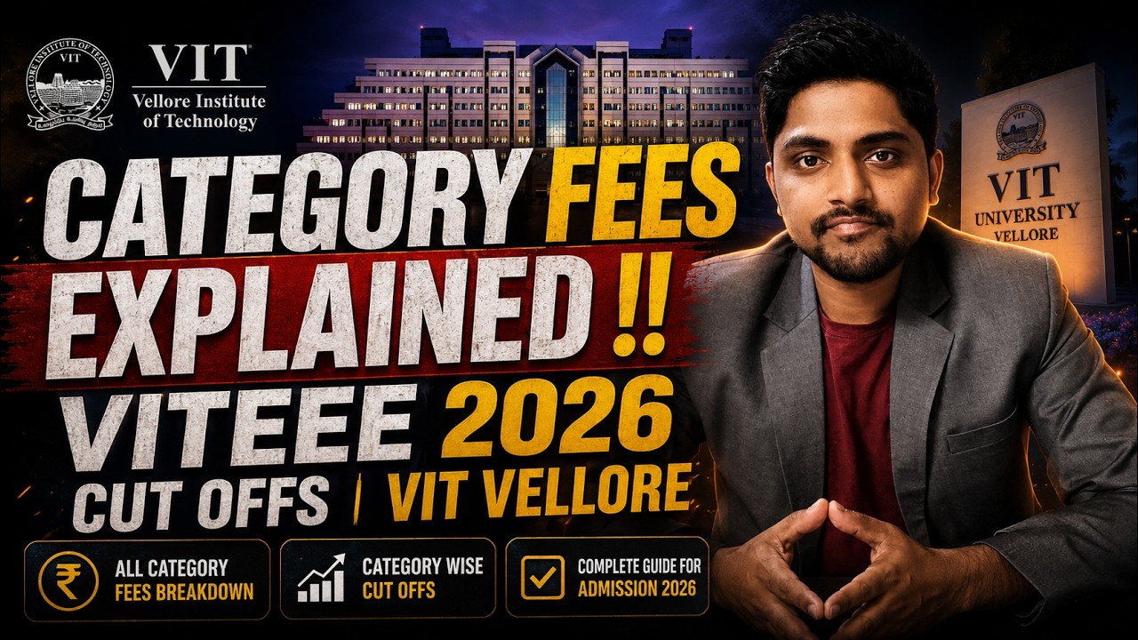 VIT Vellore Fees Explained 🛑 Category wise | VITEEE 2026 Rank vs Branch Cutoffs