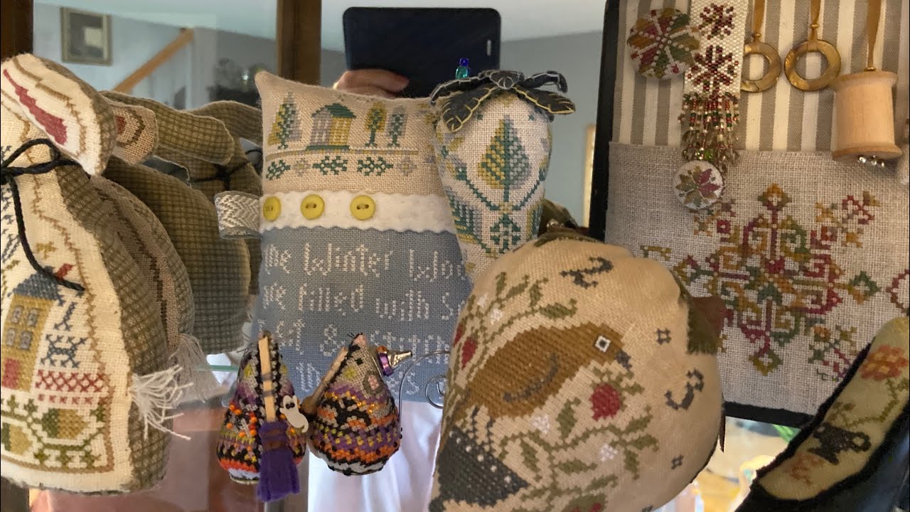 THE CURIO CABINET is LIZ’S “HALLWAY” of SMALLS!  Country Stitchers V96