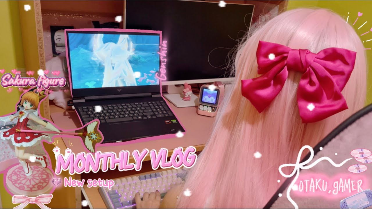 ❀⋆.ೃ* Monthly Vlog ☾. genshin,sakura figure unboxing,drawings,movie time ୨ৎ