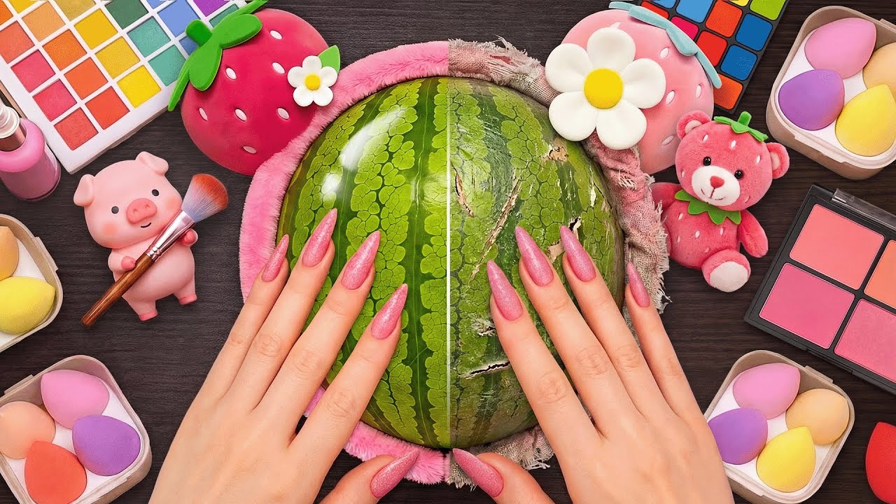 ASMR Makeup on Watermelon (No Talking)