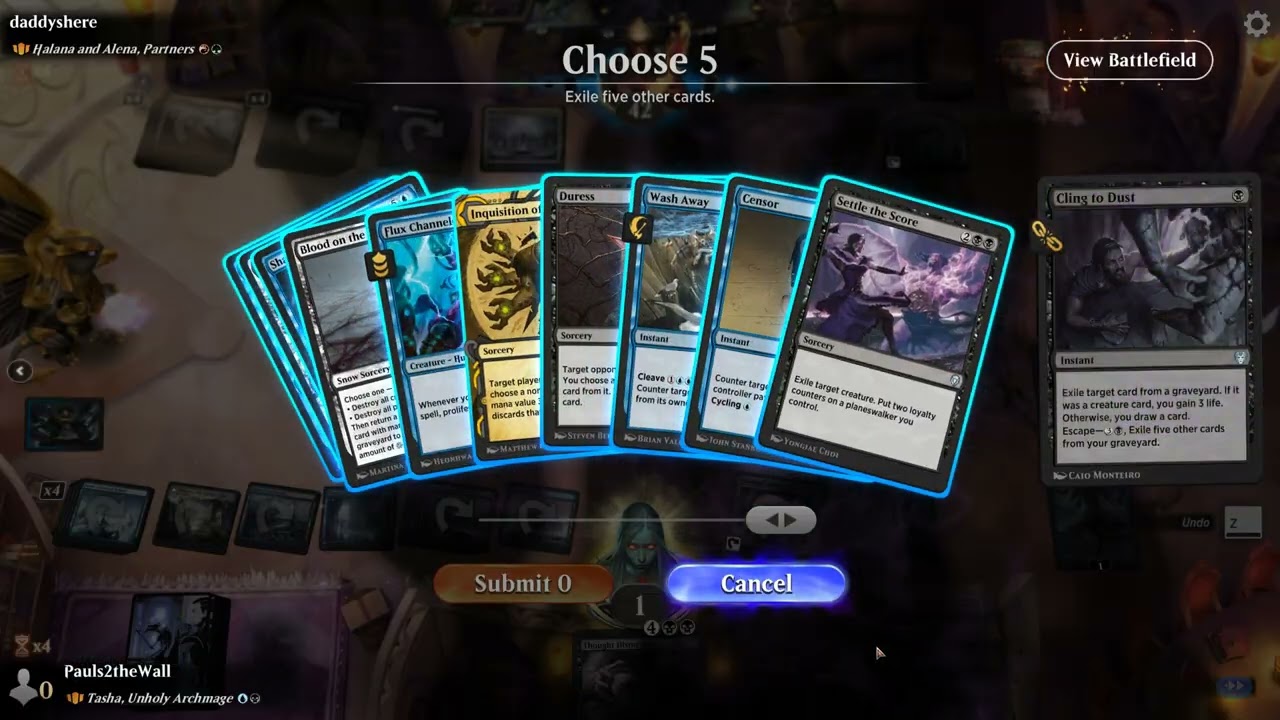 Tasha Saved by Hullbreaker Horror! Down to 1 life against Halana & Alena - MTG Arena Historic Brawl