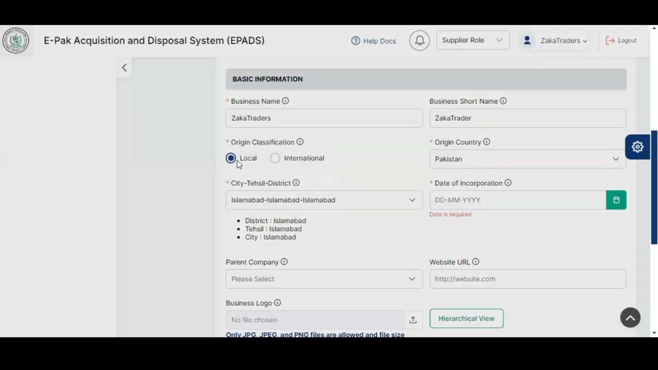 Epads Supplier Profile Creation till Approval on PPRA EPADS (e-Pak Acquisition & Disposal System)