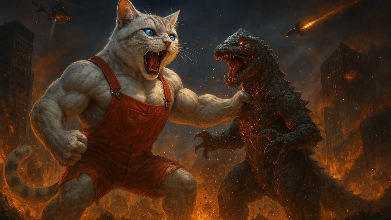 Epic Showdown: Giant Cat vs Monster | City Under Siege” 