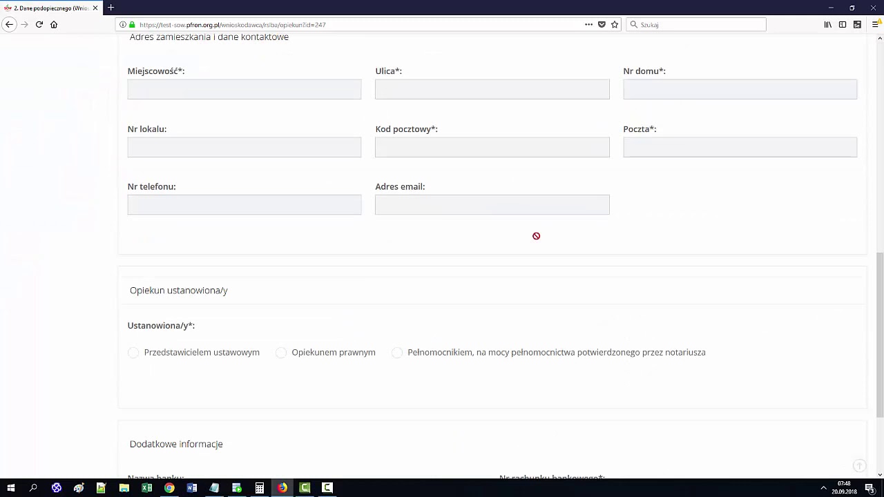 Moduł Wnioskodawcy  - składanie wniosku w Systemie SOW