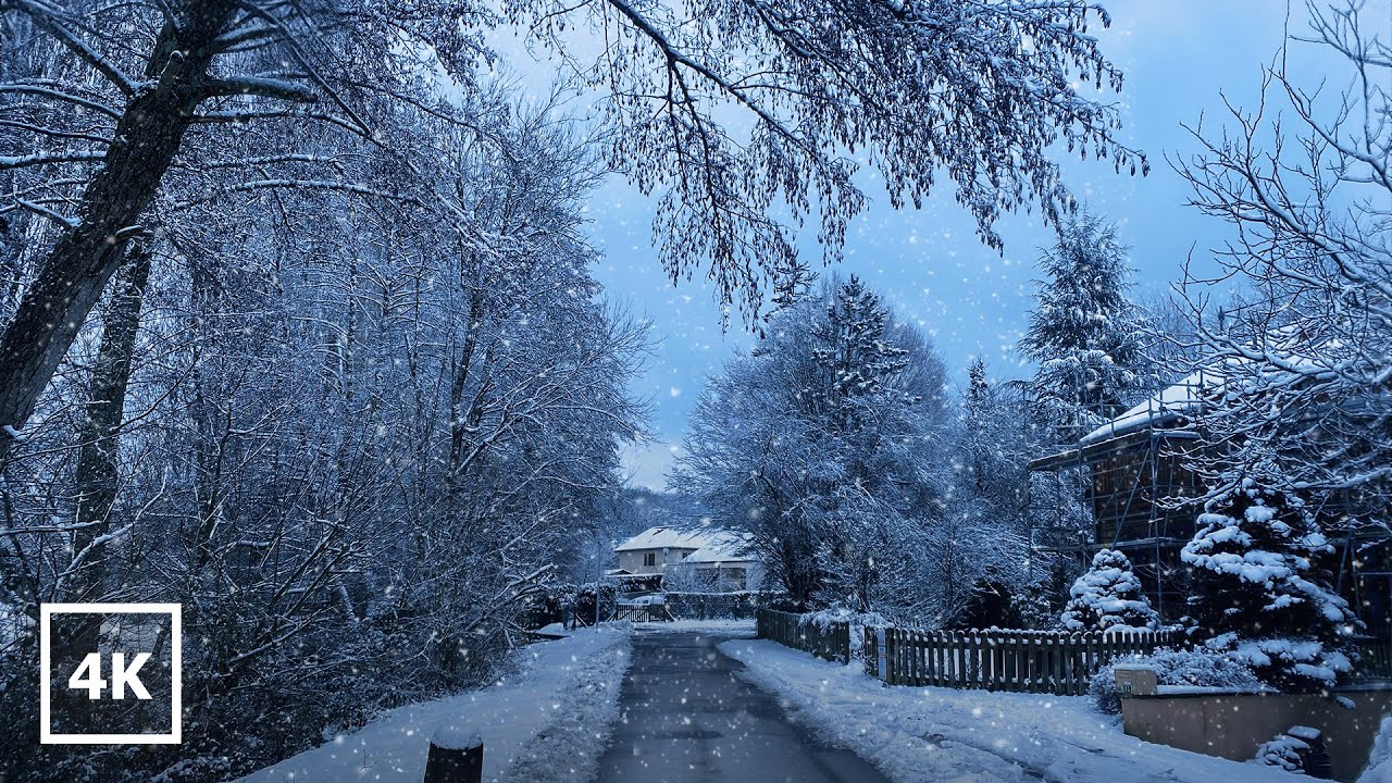 Snowy Village & Forest Walk  | 4K Ultra HD : Winter in Europ