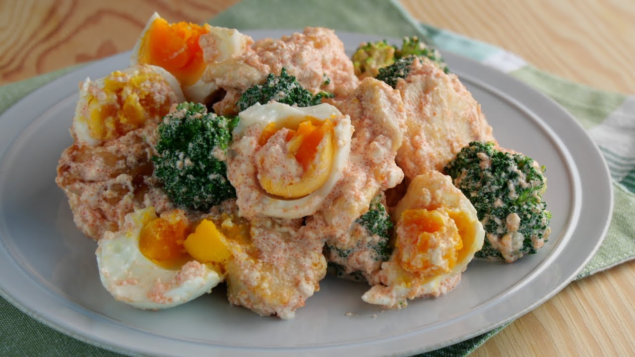 【鶏むねで1品♡鶏むね豆腐明太マヨサラダ】節約できてボリューム満点♪ Tender Chicken with Creamy Mentaiko Mayo