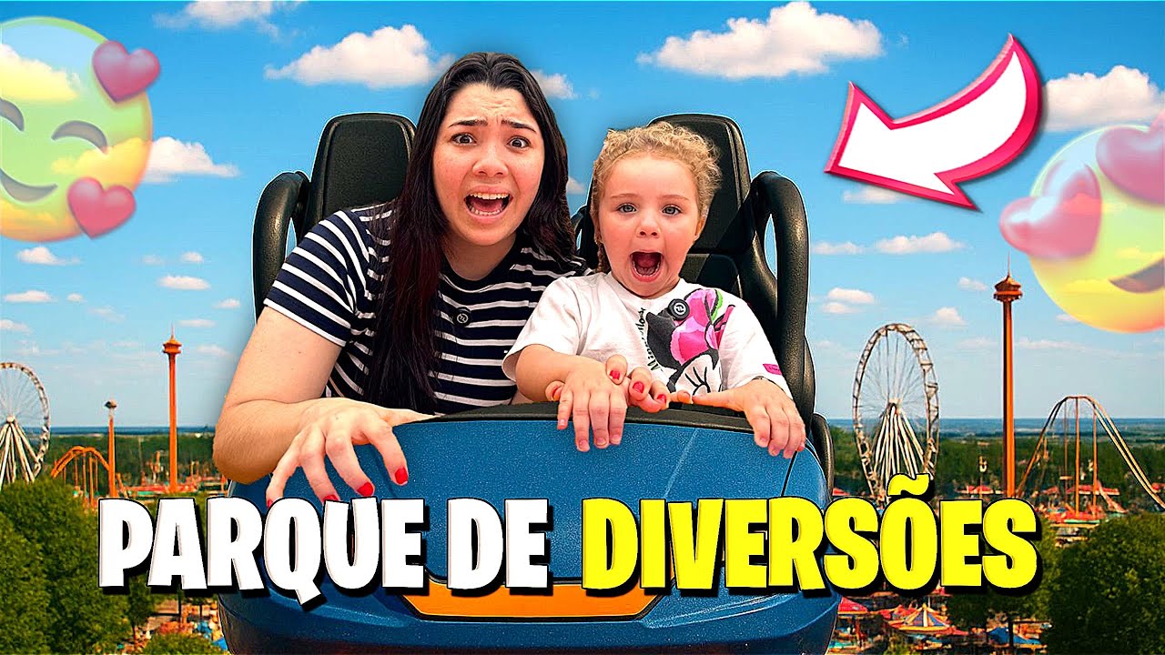 24 HORAS EM UM PARQUE DE DIVERSÃO COM A GENTE | *diva foi na montanha russa*
