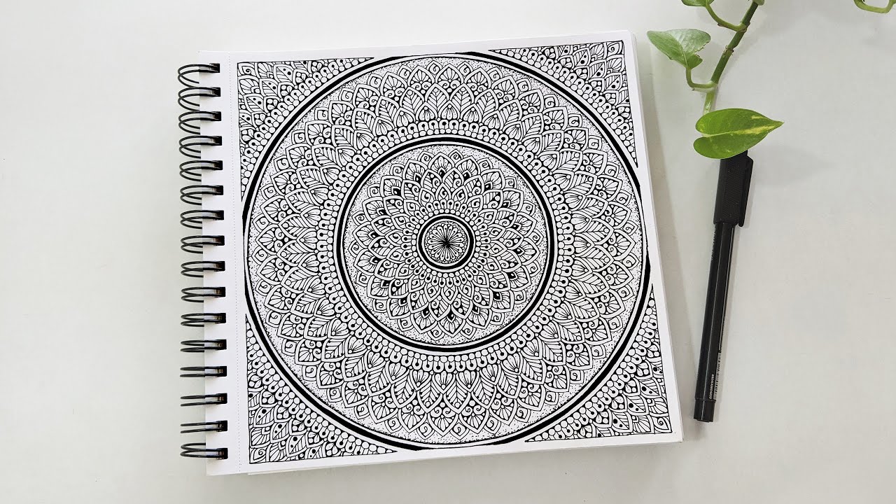 How to draw Mandala Art for beginners | Full page Mandala | Step by Step | Doodle/Zentangle