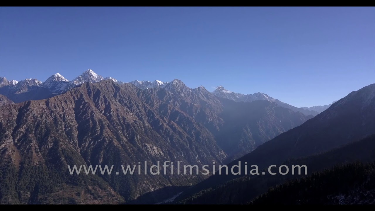 Aerial Panorama over Harshil overlooking Bandarpunch, Black peak &  Mukhba then into Jadh ganga