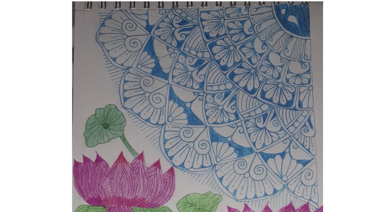 Light Blue Lotus Mandala Art Step by Step | Peaceful Mandala Painting