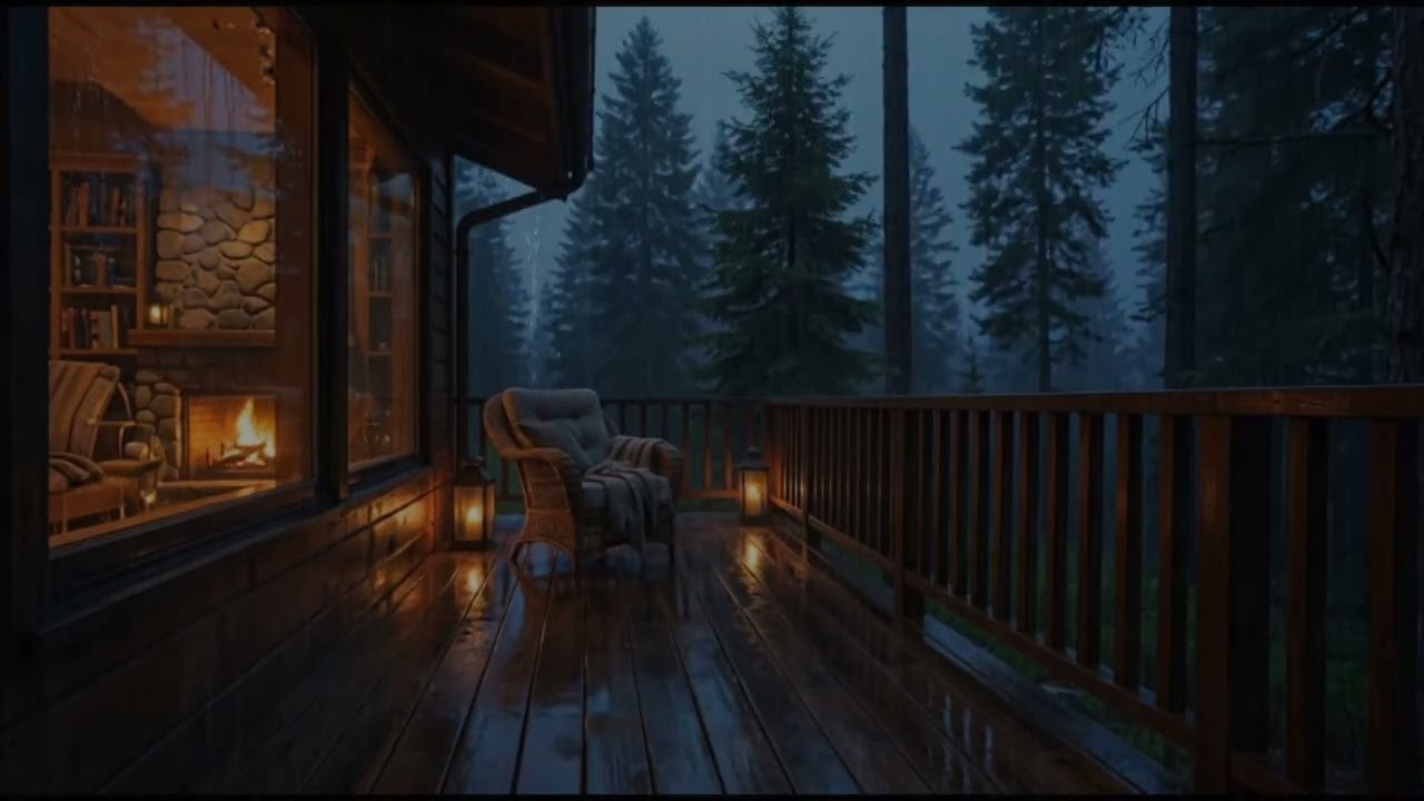 Peaceful Rain at a Forest Cabin 🌧 | Cozy Night Rain Ambience for Deep Sleep and Calm Nights