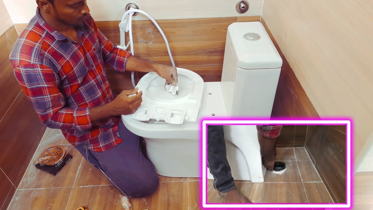 New W/C floor mount commode fitting in bathroom