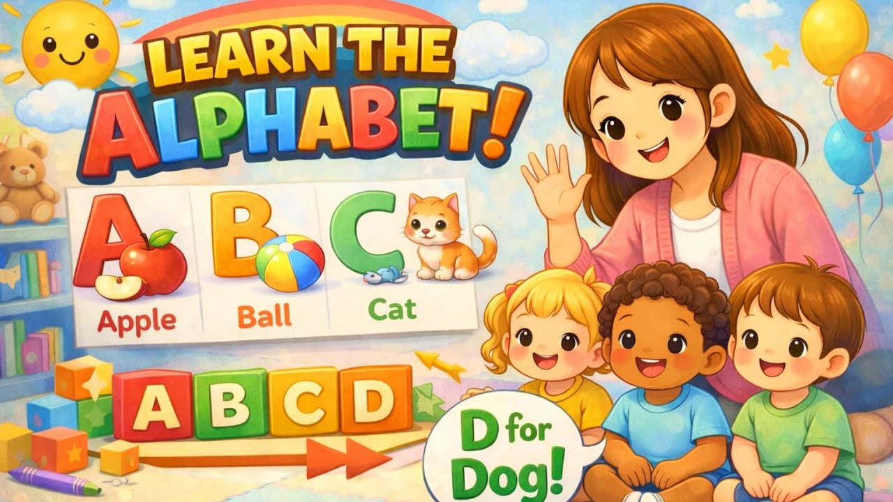 ABC Song for Kids | A for Apple, B for Ball, C for Cat, D for Dog