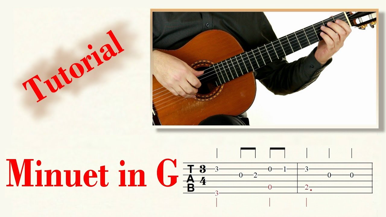 Minuet in G (Bach) - Easy Guitar Tutorial (score & TAB)