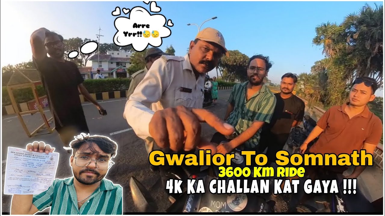 4000 Ka Challan Hogya !!!😱😰Diu Island Pahuchte hi | Gangeshwar Mahadev ||#motovlog#bikeride #challan
