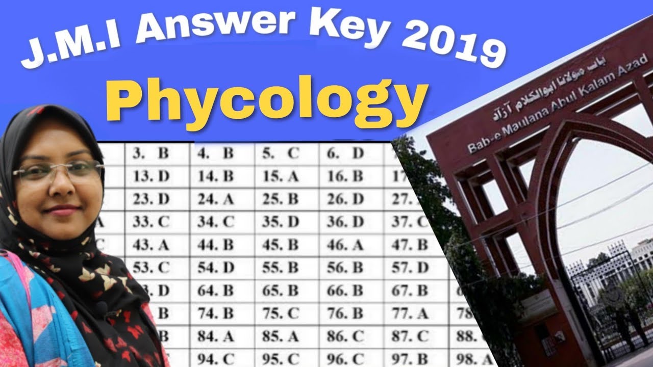 Answer Key | JMI B.A Psychology| Entrance Exam | 2019