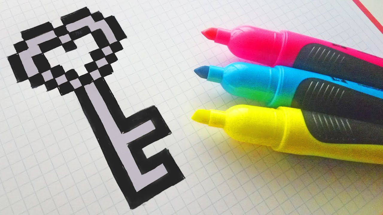 Handmade Pixel Art - How To Draw a Heart Key #pixelart