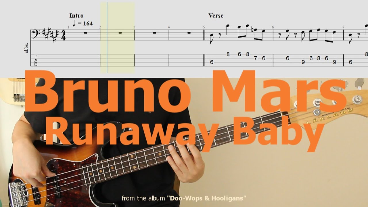 초보에서 다음 단계로 넘어가고 싶다면?! 이 곡 해보세요│Bruno Mars - Runaway Baby│베이스 악보│BASS TAB