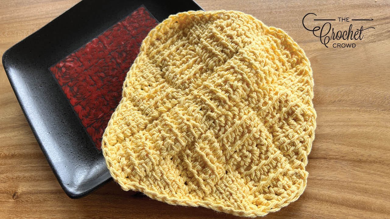 Left Hand: Crochet Entrelac Textured Dishcloth