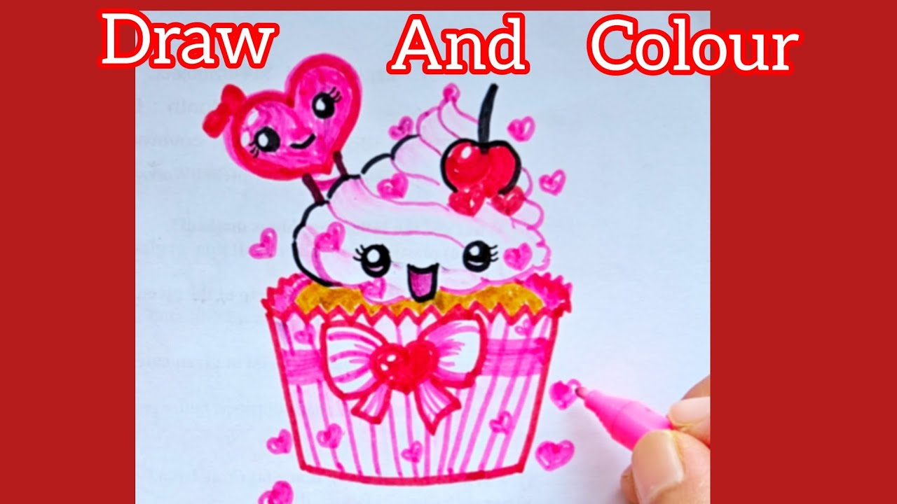 Cute Valentine Cupcake Drawing 🧁💖 | Easy Step By Step For Kids & Toddlers