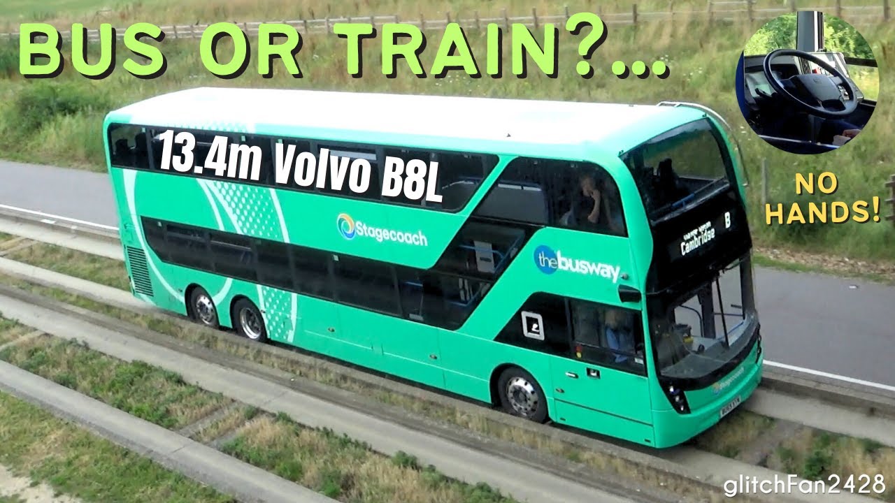 Self-Steering LONG 13.4m Volvo B8L Enviro400XLB on Cambridgeshire Guided Busway