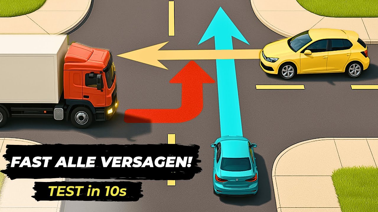 Welches Fahrzeug darf die Kreuzung zuerst &uuml;berqueren? | Deutsche Verkehrsregeln erkl&auml;rt