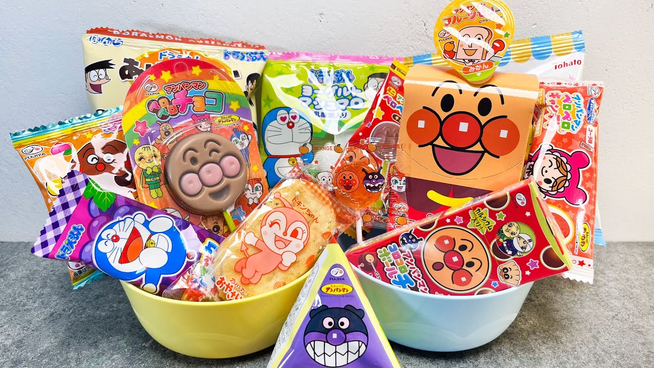 【ASMRお菓子開封】🌍🍫🍭アンパンマンとドラえもんお菓子の満足度MAX開封動画で癒しの時間(No Talking)