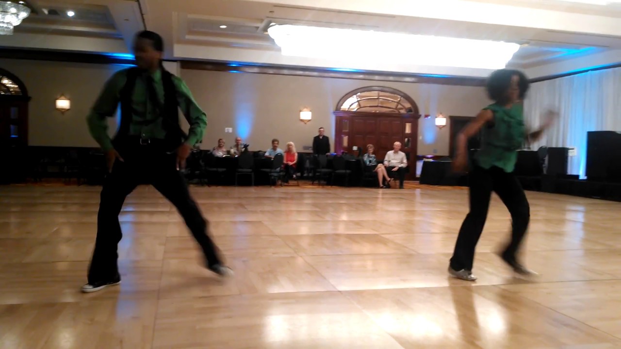 Markus and Tren demo West Coast Swing dancing.