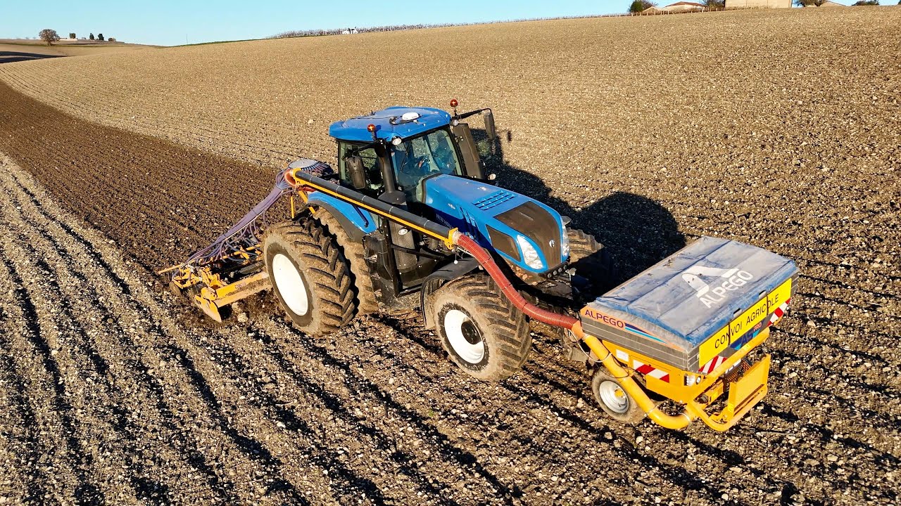 SEMIS BLÉ 2023 🌾 | NEW HOLLAND T8.380 & COMBINÉ ALPEGO 6M