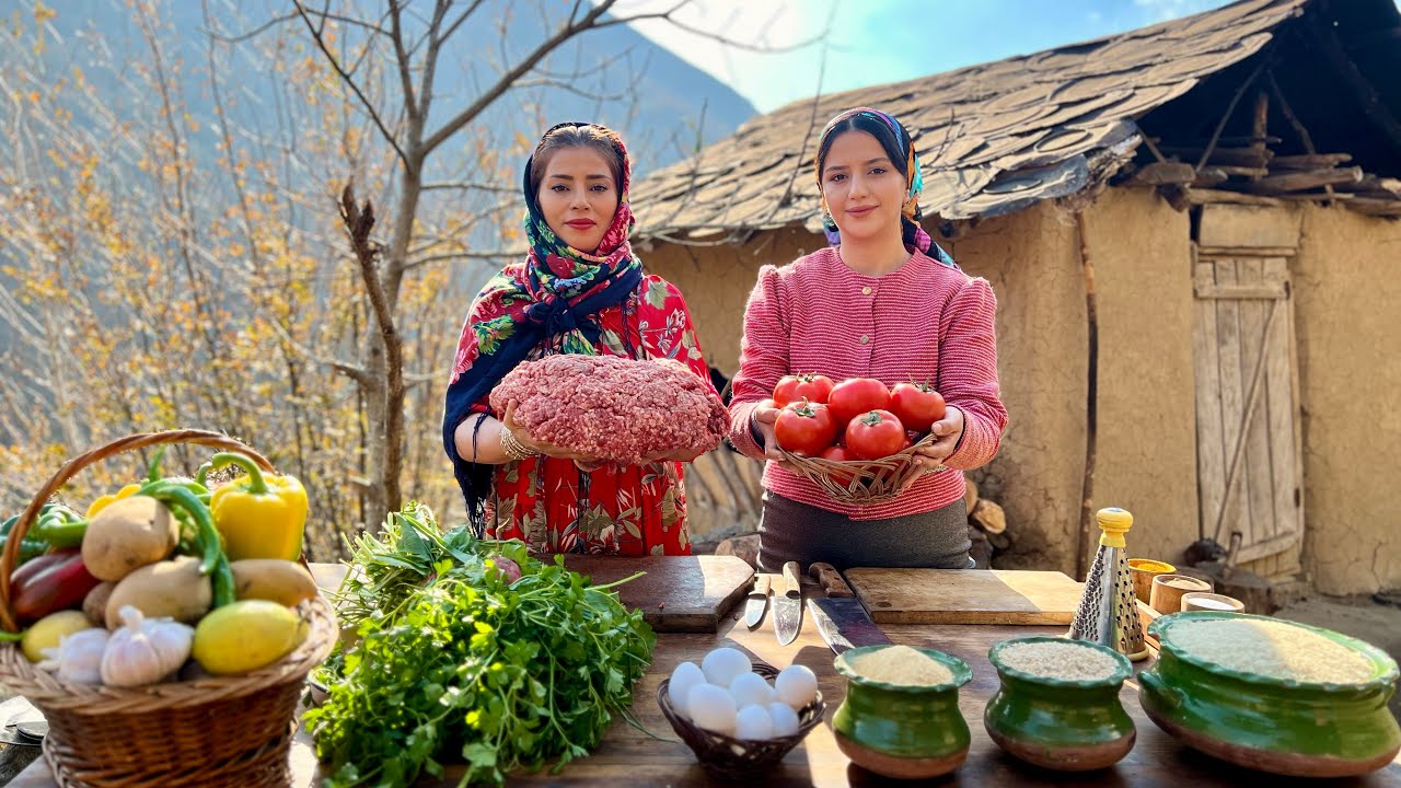Cooking Kofte with Fresh Minced Meat and Served with Traditional Pilaf