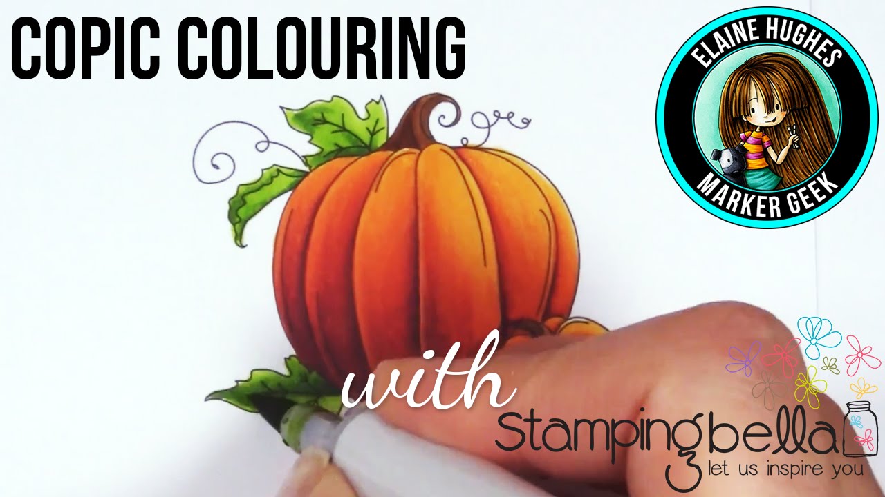 Copic Colouring a Pumpkin Stamp from Stamping Bella