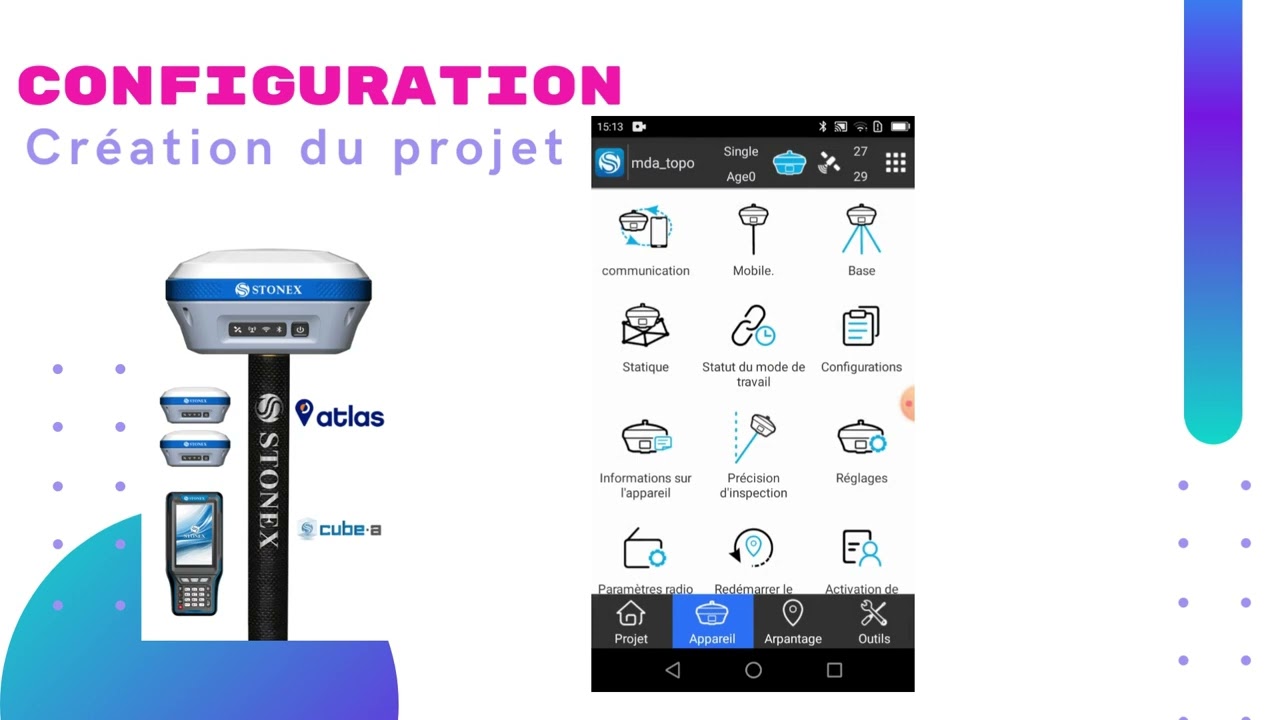 STONEX 850A - Création du projet