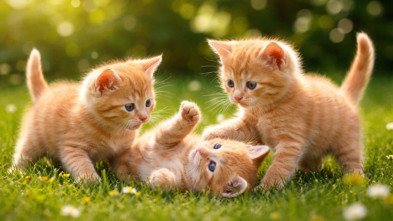 Cute Playful Kittens Playing With Toys, Cute Kittens Playing With Joy