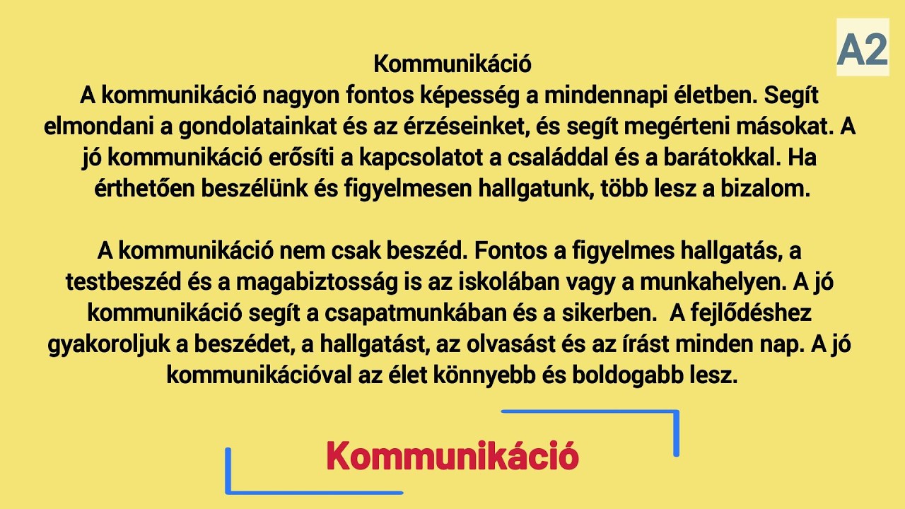 Slow Reading in Hungarian A2 / (HU/EN subtitles)  -  Kommunikáció