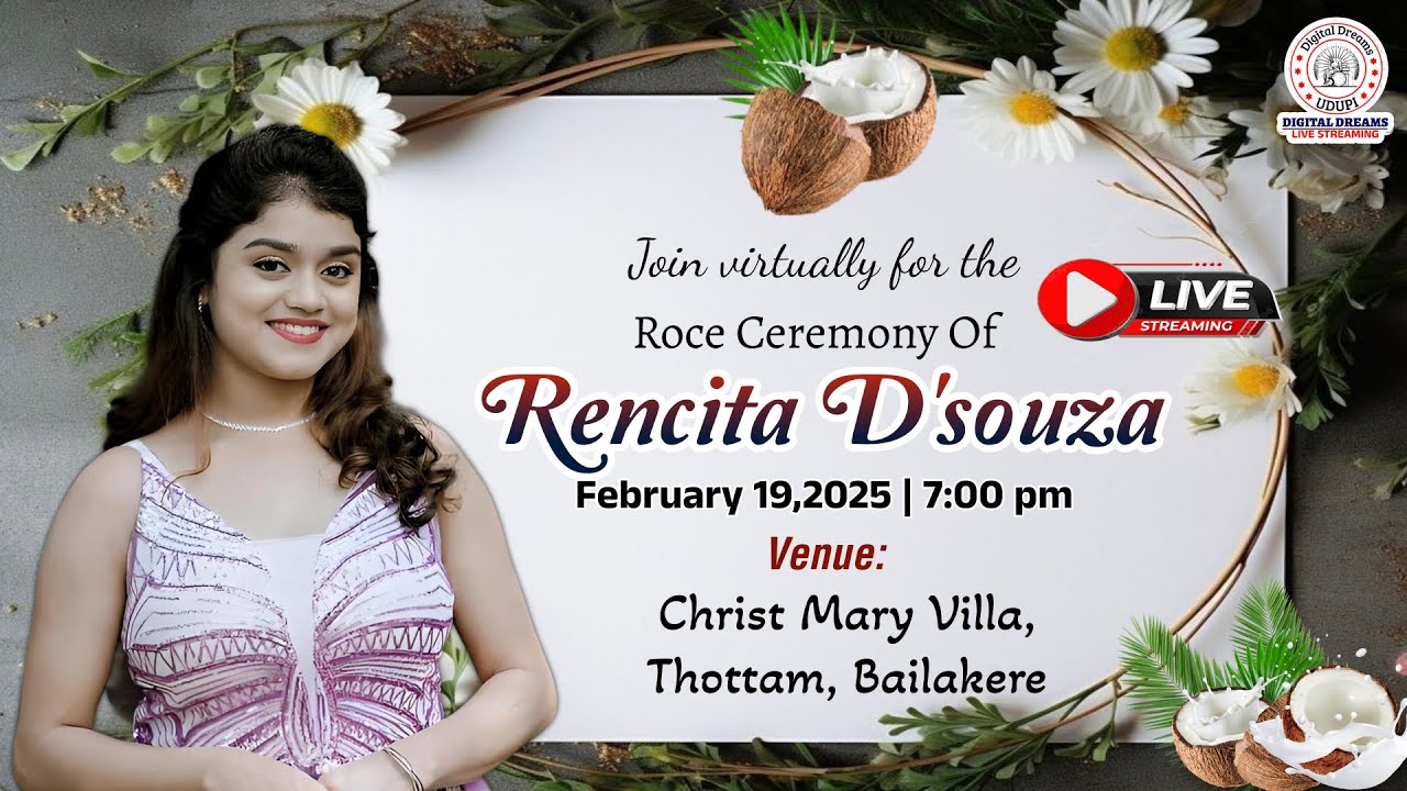 Roce Ceremony of Rencita D’souza | February 19, 2025 | Christ Mary Villa, Thottam, Bailakere