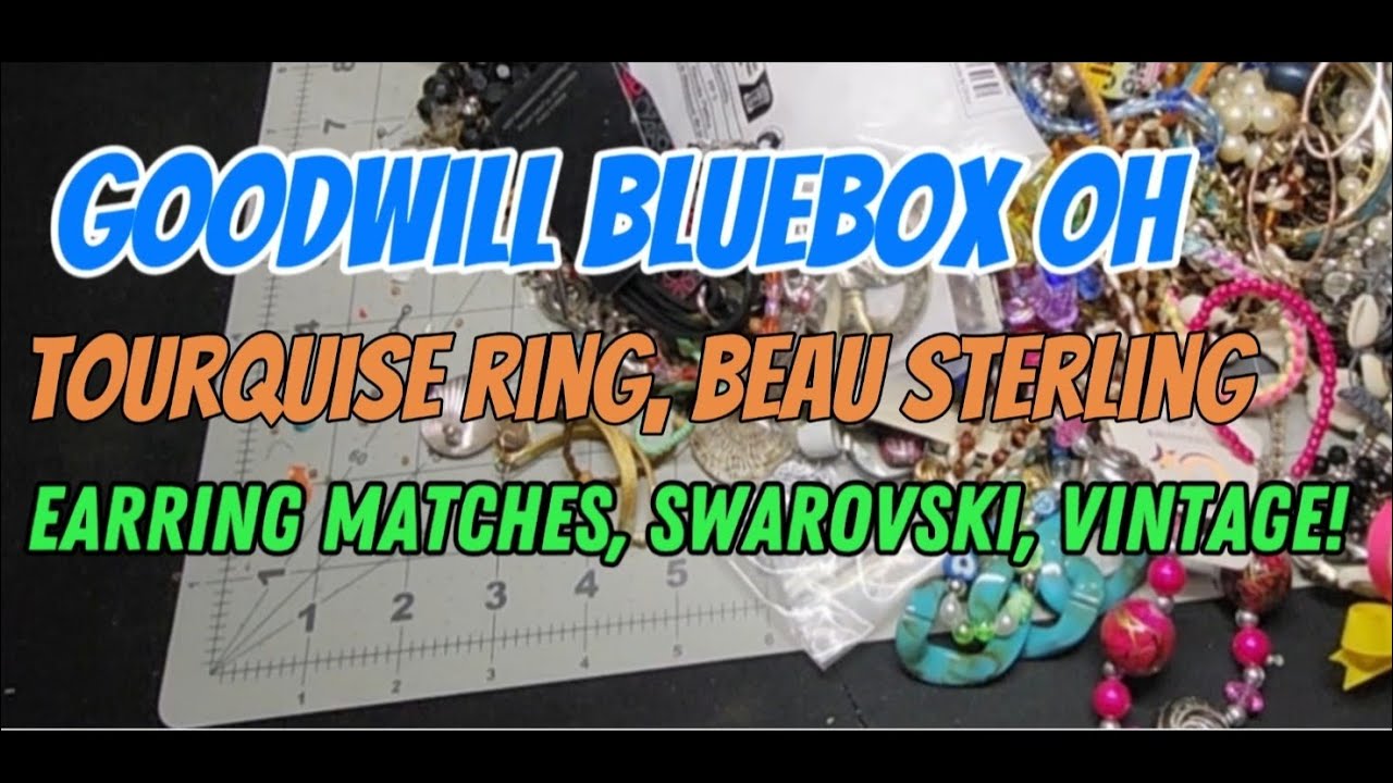 Goodwill Bluebox OH Mystery Jewelry Jar Unboxing Sterling Tourquise Vintage 