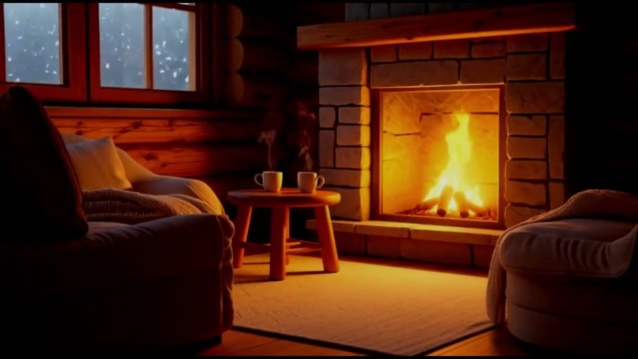 Luxury🔥 Fireplace Sound with Calming Piano Music Meditation 🎷Relaxing Sleep Sound Experience!