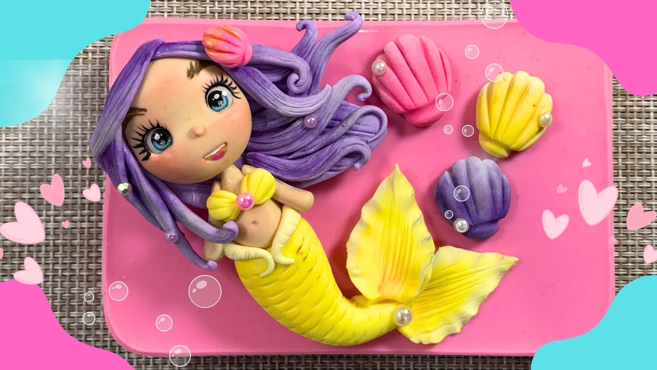 ✅ FÁCIL! Como hacer una SIRENA en PORCELANA FRÍA paso a paso/ Muñeca en PASTA FLEXIBLE/ CLAY DOLL.