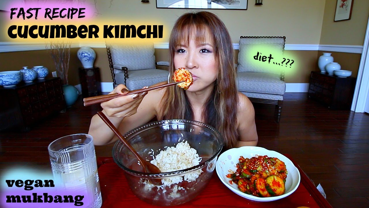 FRESH RAW CUCUMBER KIMCHI • Mukbang & Recipe