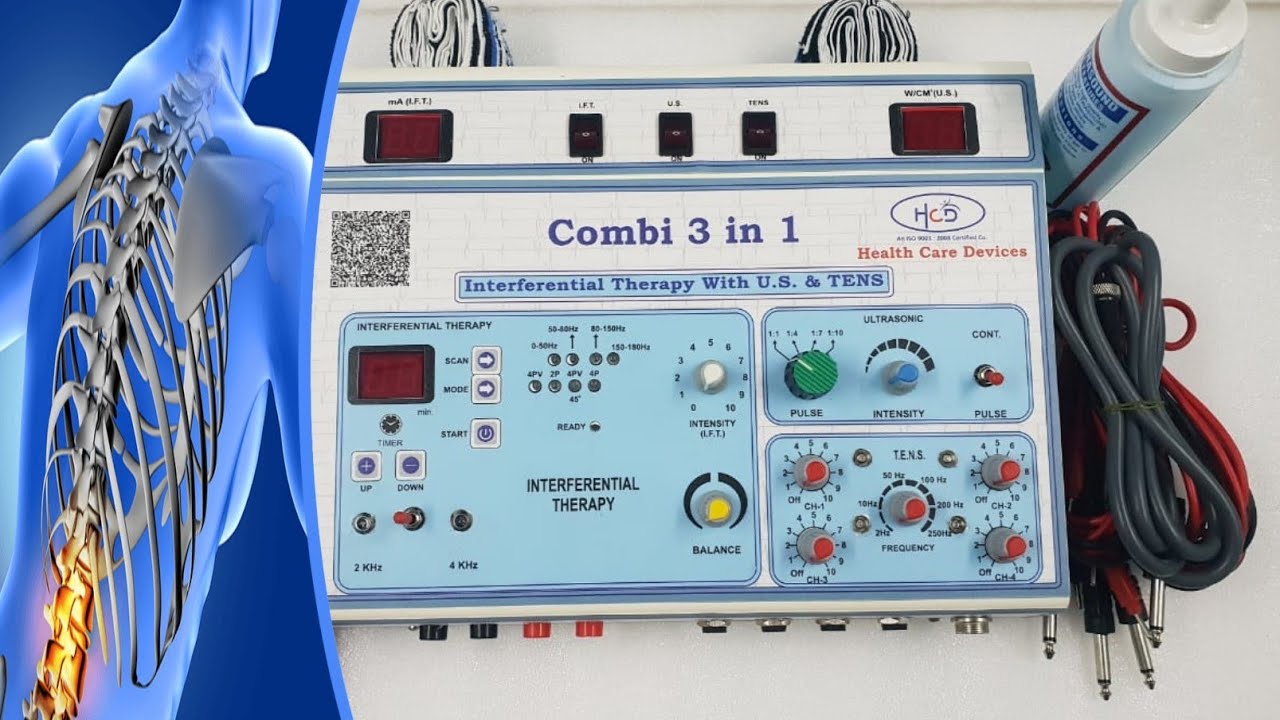 IFT + TENS + Ultrasonic 3 in 1 Combi Manual Machine Uses Physiotherapy Rehabilitation (HCD139)