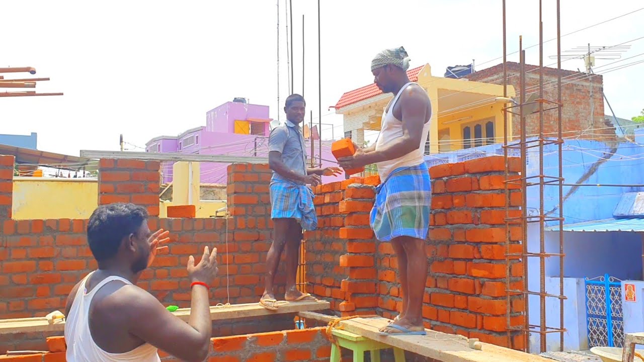 Lintel Level Bricklaying-Amazing  with 31×33 Size 1BHk house Lintel level brick work- sand cement