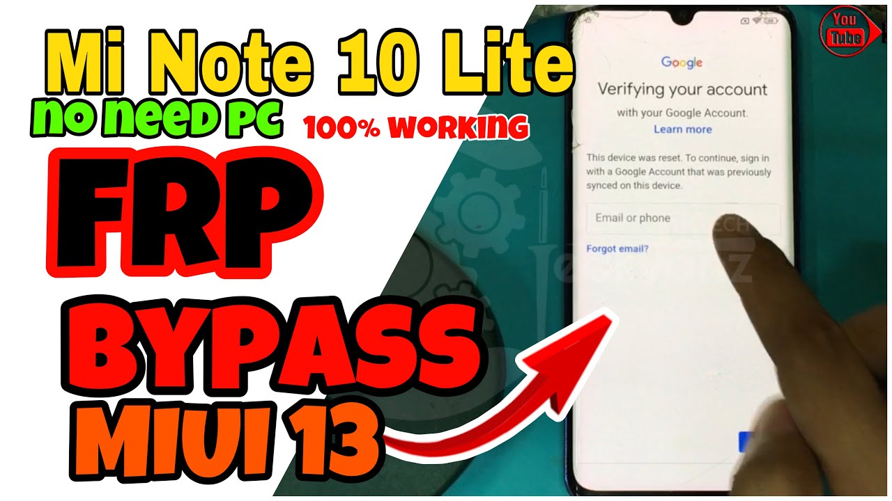 Mi Note 10 Lite Android 13 Frp bypass | 100% working no need pc
