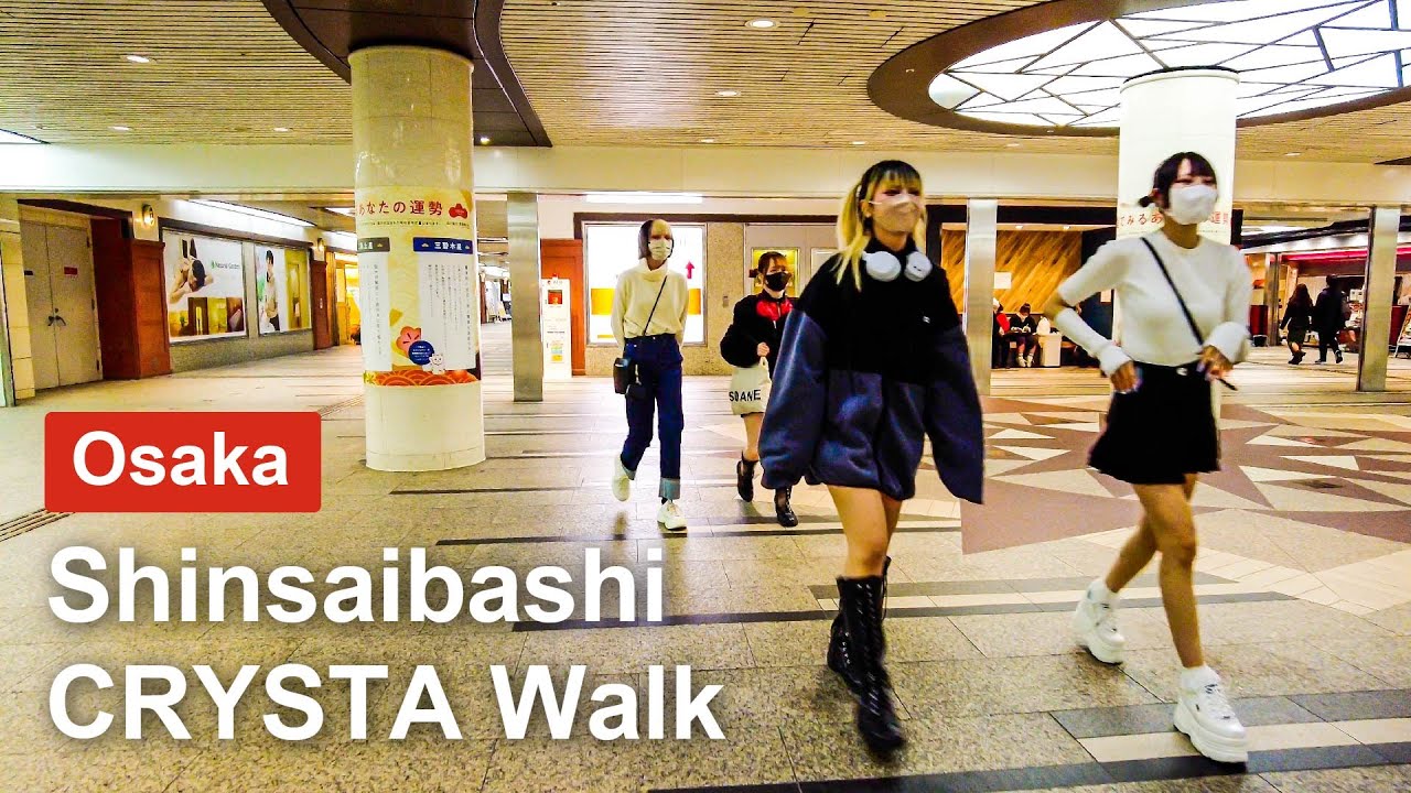 【Osaka 💖】Walk Japan - Shinsaibashi Underground Shopping Mall Crysta Nagahori ASMR 【4K】오사카 โอซาก้า